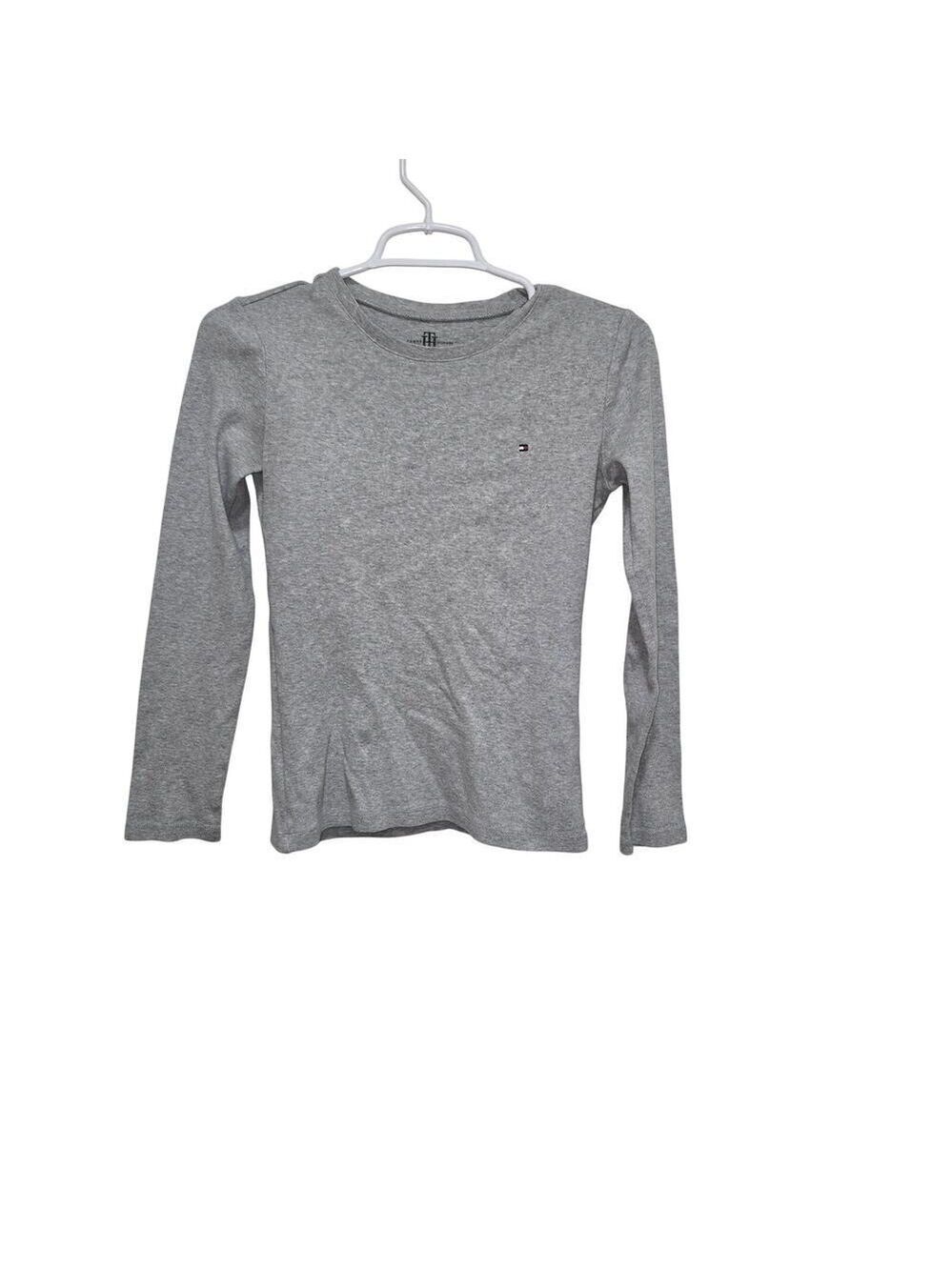 Tommy Hilfiger Gray Flag Logo Long Sleeve Tee Women’s XS Cotton